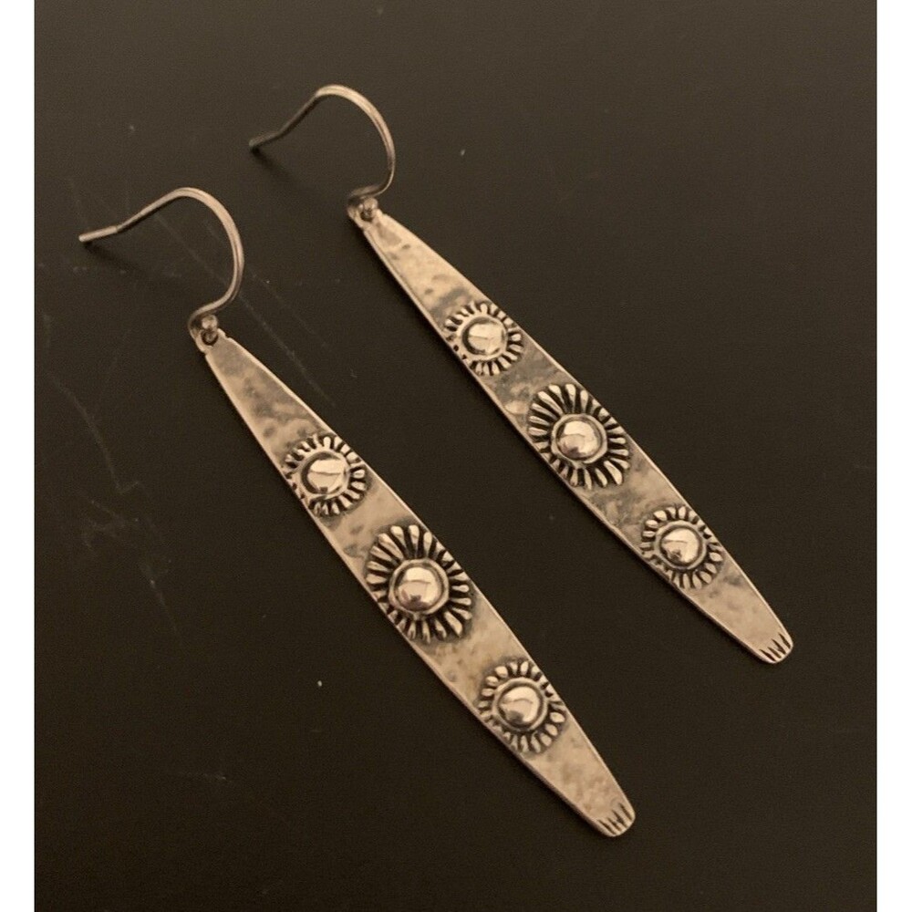 SILPADA W3313 Sterling Silver Earrings 'Vertical Radiance' Embossed Flower